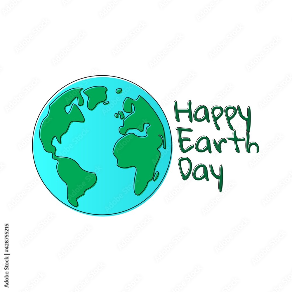 Happy earth day. green and blue world map illustration. vector Happy earth day. green and blue world map illustration. vector