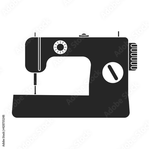 Machine sewing vector black icon. Vector illustration vintage sew on white background. Isolated black illustration icon of sewing machine.