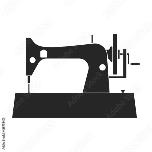 Machine sewing vector black icon. Vector illustration vintage sew on white background. Isolated black illustration icon of sewing machine.