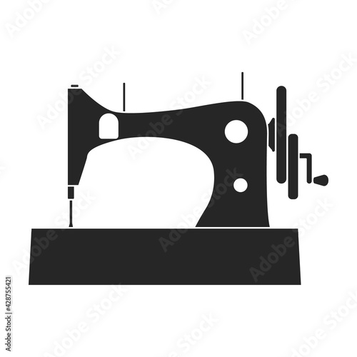 Machine sewing vector black icon. Vector illustration vintage sew on white background. Isolated black illustration icon of sewing machine.