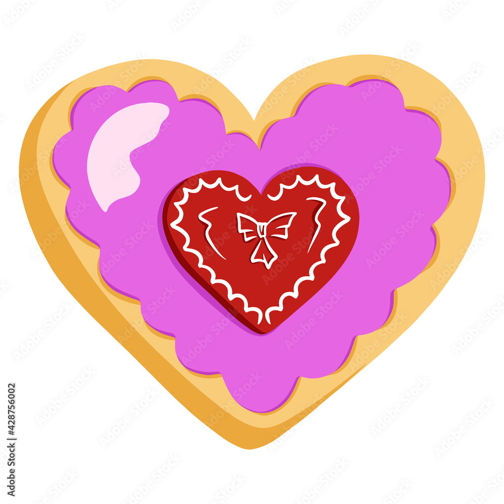 Heart shaped chocolate. Chocolate with glaze. Valentine's Day gift. Sweet gift. Cartoon style. Heart shaped chocolate. Chocolate with glaze. Valentine's Day gift. Sweet gift. Cartoon style.