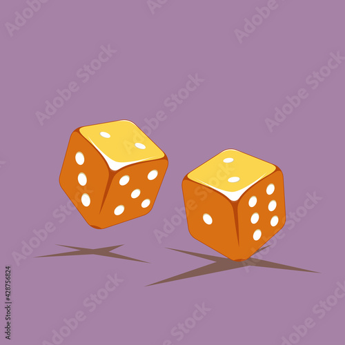 Illustration of golden dices denotes the sum of the digit four