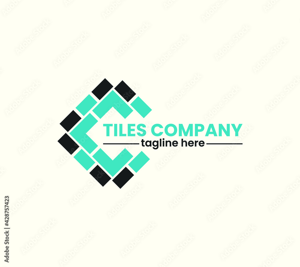Tiles company logo with construction, tiles floor, decoration, tiler