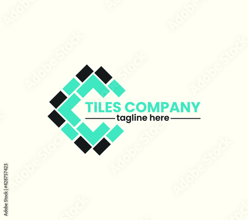 Tiles company logo with construction, tiles floor, decoration, tiler, tiles pattern, tiles, building, and business company logo.