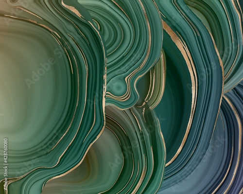 Beautiful pastel gteen gold abstract marble agate design