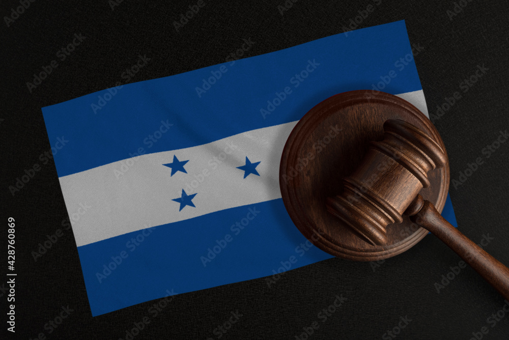 Judges gavel and the flag of Honduras. Law and Justice. Constitutional law