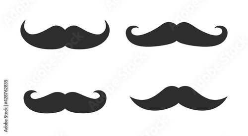 Vector whisker hipster black charlie chaplin moustache set. Cartoon dad moustache icon photo