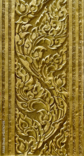 Golden Pattern of Thai art on black background, thailand