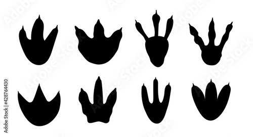 Dinosaur footprint track paw allosaurus background set. Dinosaur cartoon dino foot
