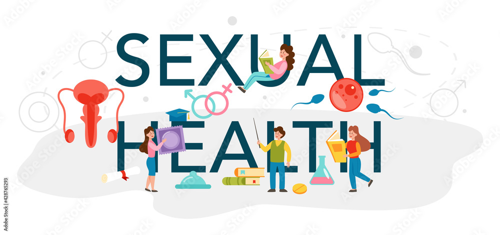 Sexual health typographic header. Sexual health lesson for young people Sexual health typographic header. Sexual health lesson for young people