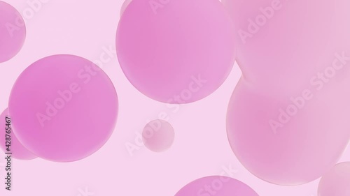 Beauty fashion 3d background with pink liquid blobs. soap bubbles. seamless loop animation.