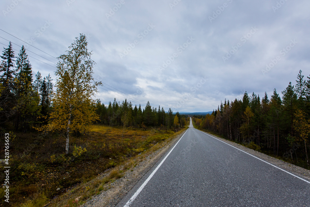 Fototapeta premium Autumn landscape in Muonio, Lapland, Northern Finland