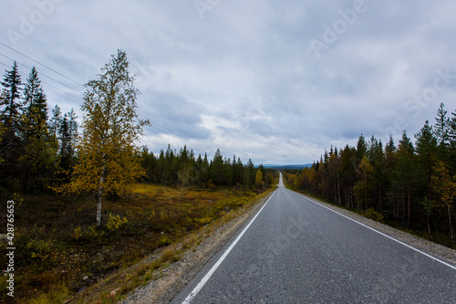 Autumn landscape in Muonio, Lapland, Northern Finland