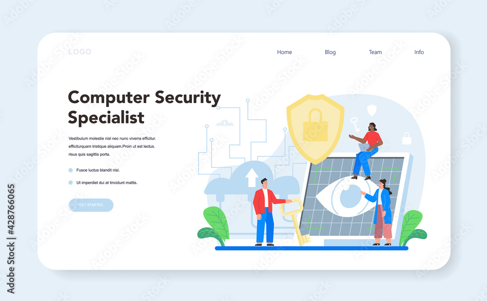 Computer security specialist web banner or landing page. Idea of digital