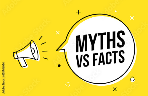 Myths and facts logo vector megaphone background. Check fact truth fake concept photo