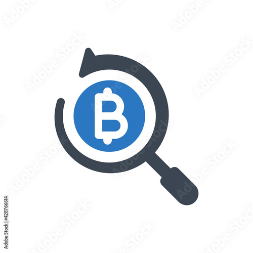 Bitcoin research icon photo