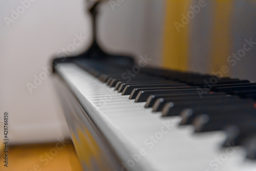 Piano and Piano keyboard in the big concert hall