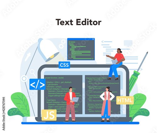 Frontend development online service or platform. Website interface