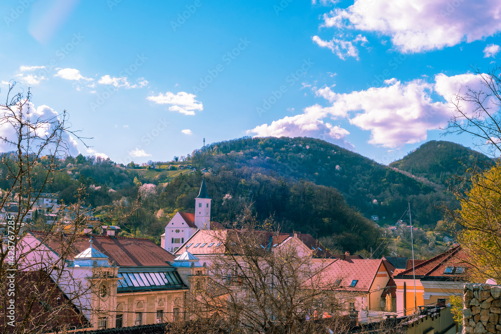 Beautiful landscape in Zagorje region, Krapina town in Croatia, Europe