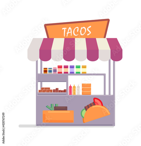 Tacos street food market isolated on white background