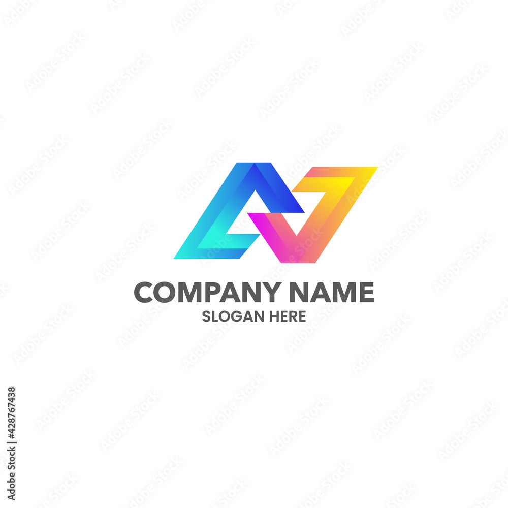 N letter modern logo design N letter modern logo design