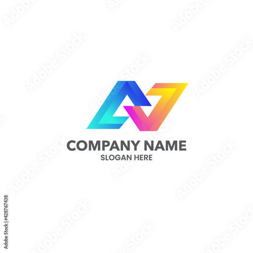 N letter modern logo design