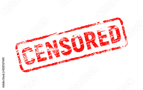 Censor control security sign sticker. Censure red stamp label, censored icon