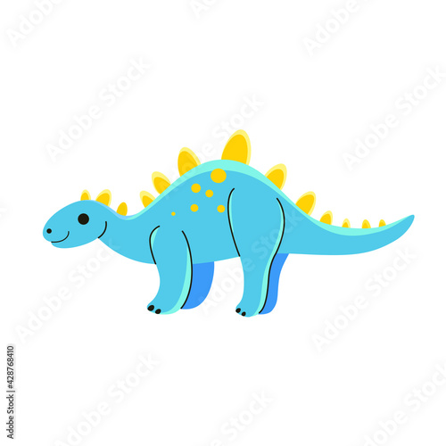 Cartoon dinosaur - stegosaurus. Cute character for children. Vector illustration in cartoon style.