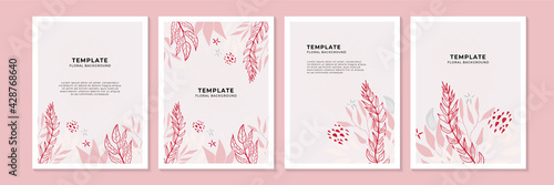 Social media stories, posts, highlights templates. Abstract floral vector backgrounds with copy space for text