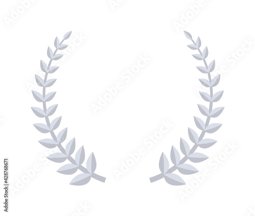 Silver laurel leaf wreath award isolated on white