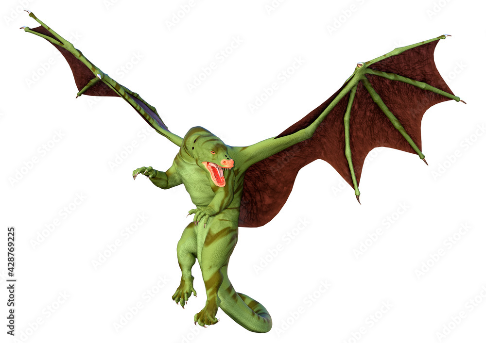 Fototapeta premium 3D Rendering Fairy Tale Dragon on White