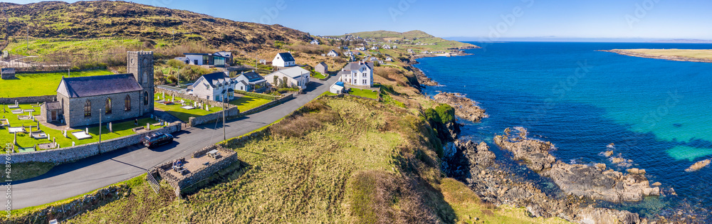 Aerial view of Portnoo in County Donegal, Ireland.