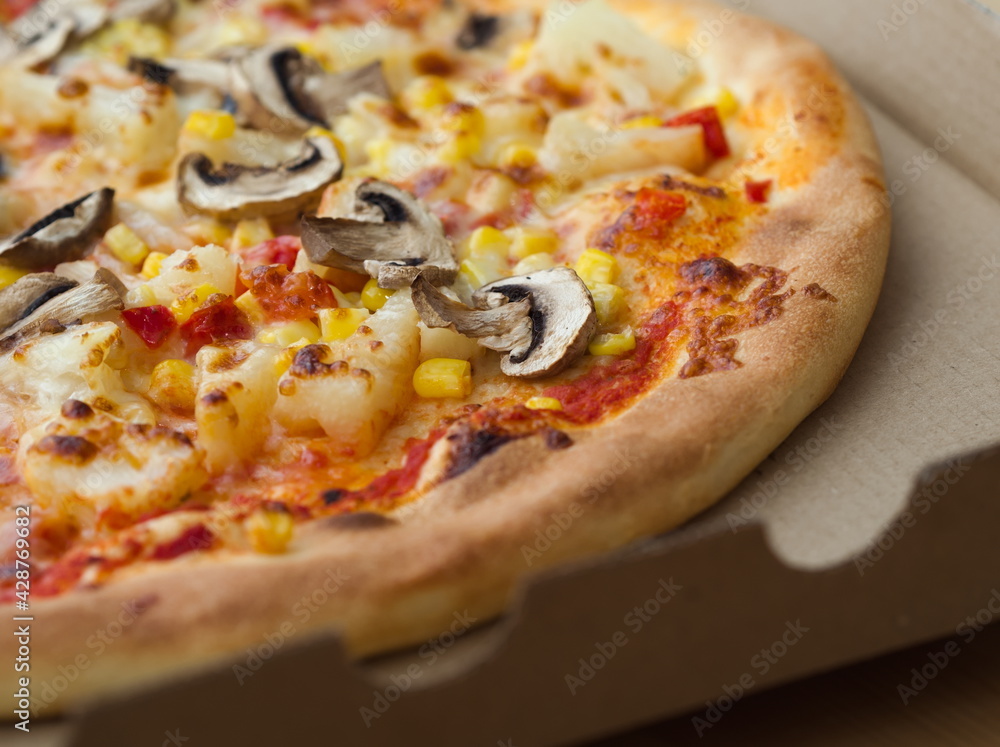 Pizza with Vegetables Pineapple and Mushrooms