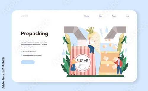 Sugar production industry web banner or landing page. Saccharose