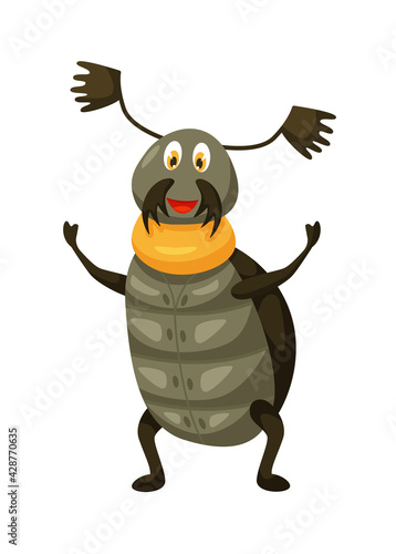 Fotografija Cute cartoon cockchafer isolated on white background