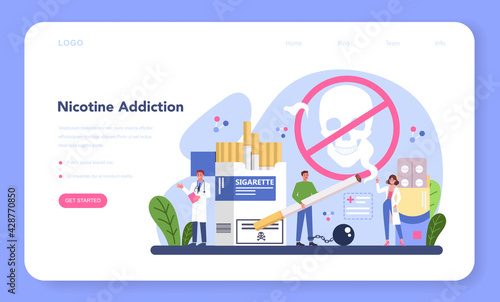Addiction web banner or landing page. Idea of medical treatment