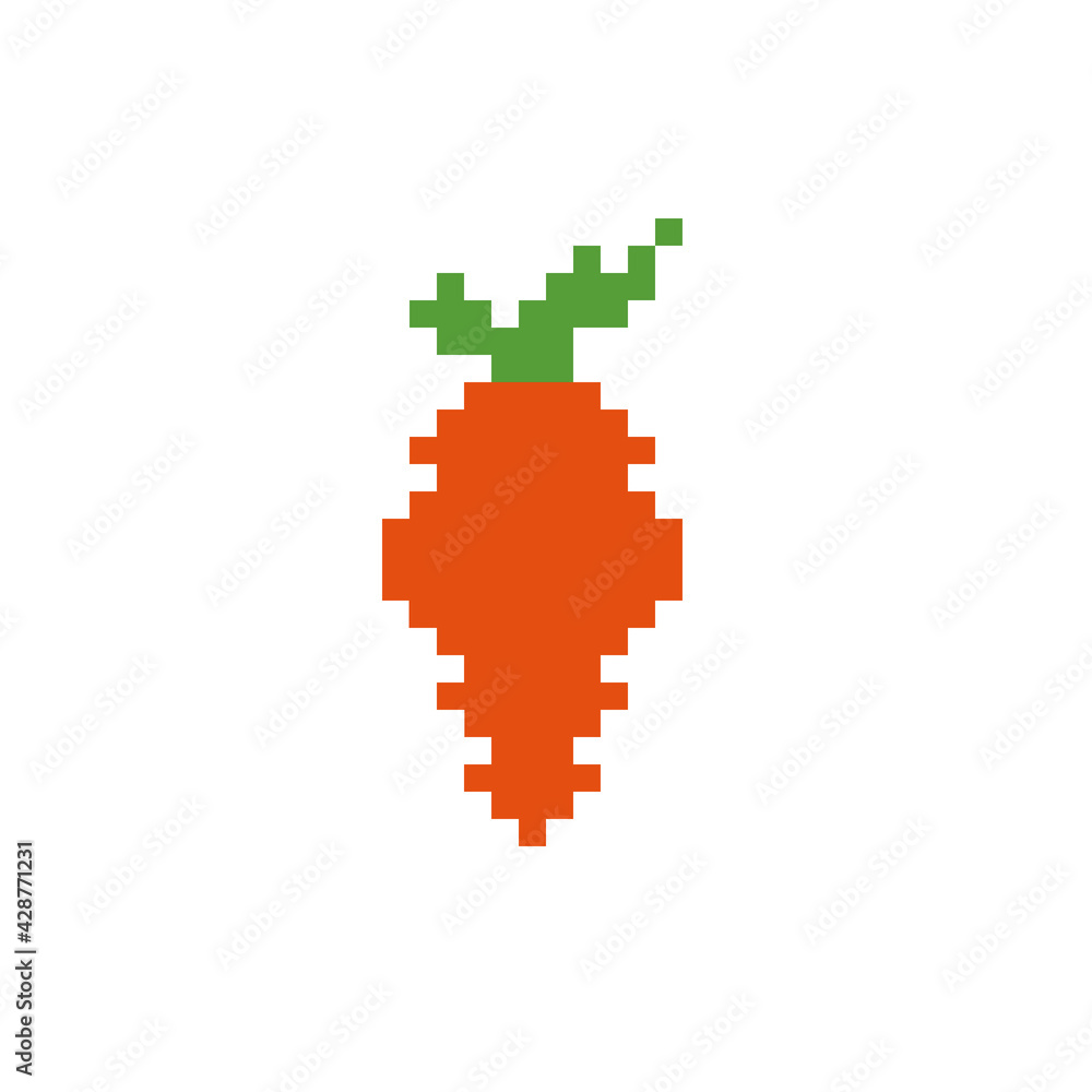 Carrots on a white background.  Pixel art.  Print for your design.