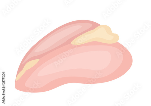 Cartoon raw chicken fillet isolated on white background