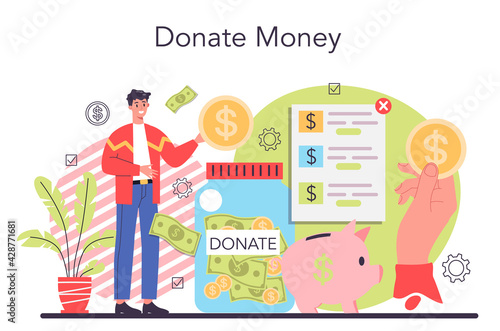 Charity concept. People or volunteer donate stuff to help people.