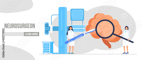 Neurosurgeon concept vector for medical landing page. Neurologist treat brain. Neurology, dementia, Alzheimer metaphor. Multiple sclerosis, mental health illustration.
