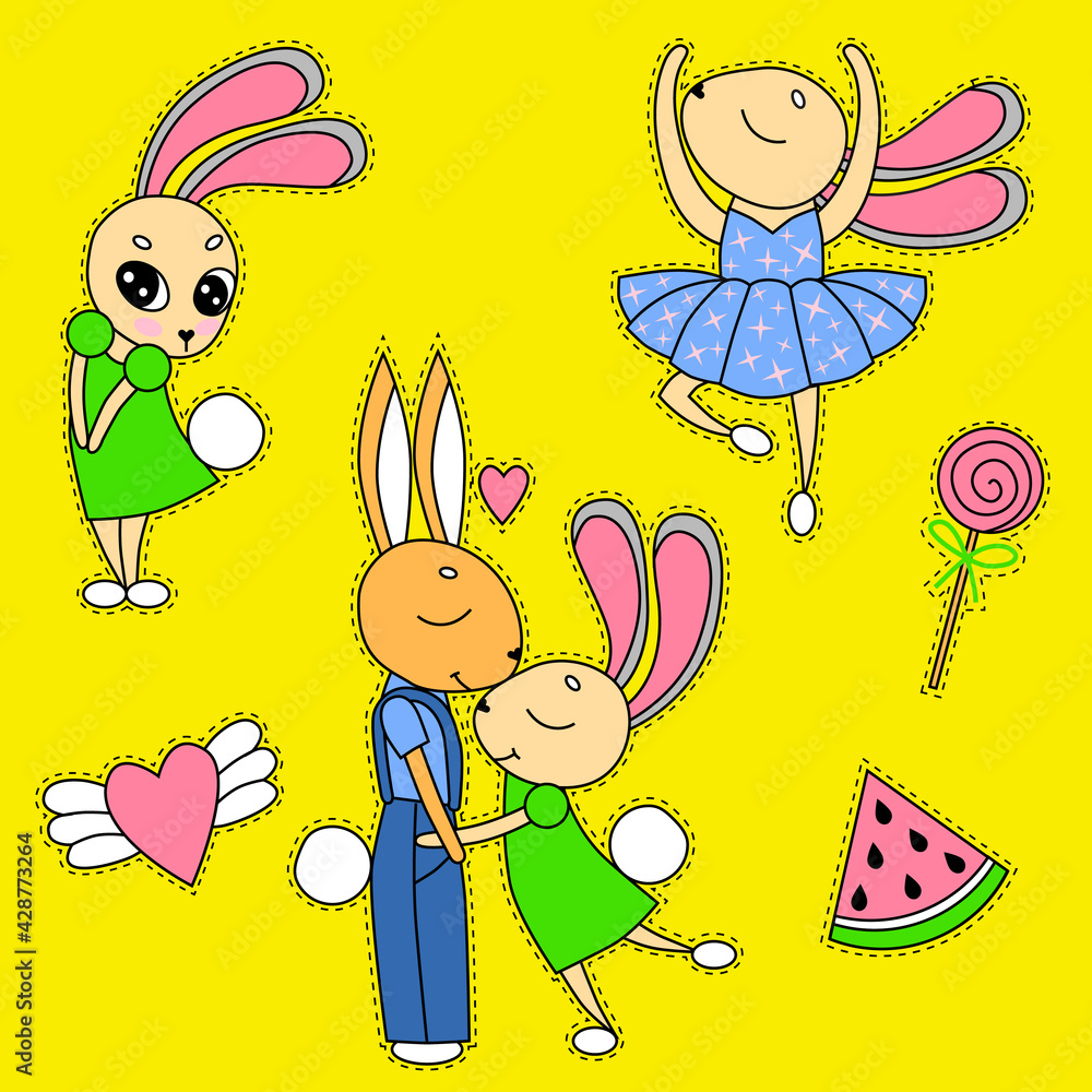 vector art bunny stickers vector art bunny stickers