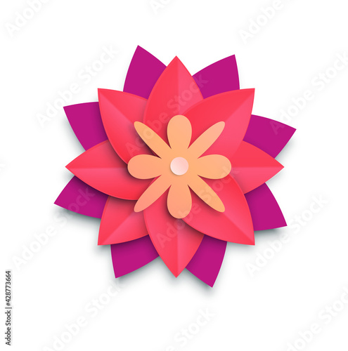 Paper flower paperwork cut-out ornament on white