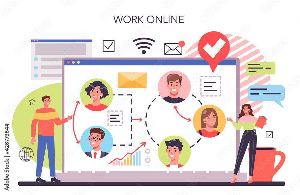 Interaction of departments online service or platform. Business teamwork Interaction of departments online service or platform. Business teamwork