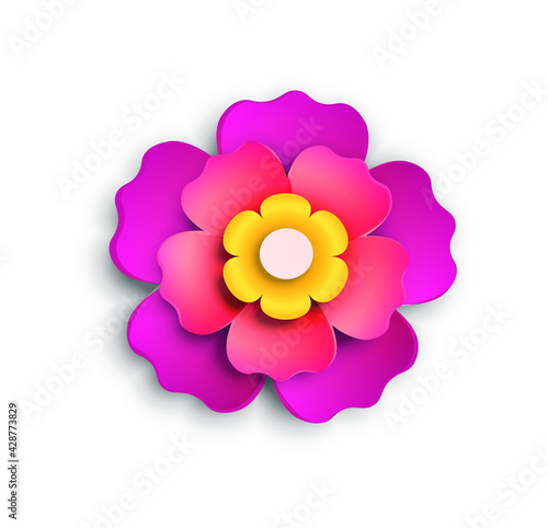 Paper peony flower paperwork cut-out ornament on white