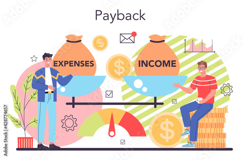 Commerce activity payback concept. Idea of business development