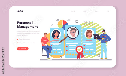 Personnel management web banner or landing page. Business recruitment