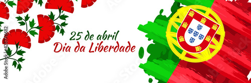 Translation: April 25, Freedom Day of Portugal. National Day of Portugal Vector Illustration. Suitable for greeting card, poster and banner. 