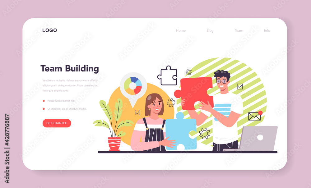 Business team web banner or landing page. Idea of strategy Business team web banner or landing page. Idea of strategy