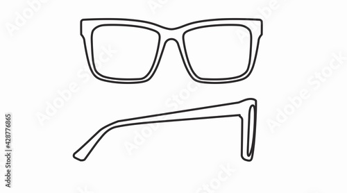 Vector isolated Illustration of a Glasses Frame. Black glasses Frame Front and Side View