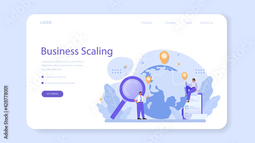 Business scaling web banner or landing page. Franchise business expansion